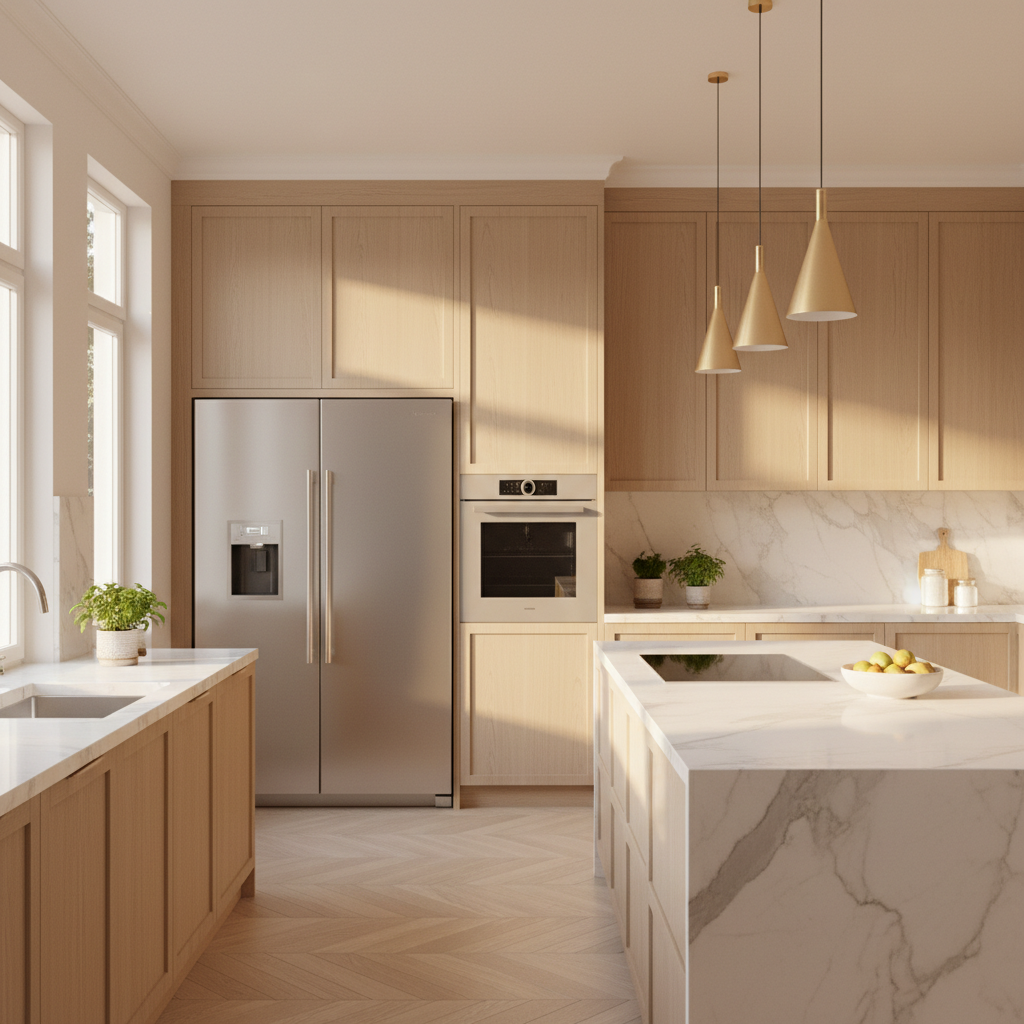 Luxury kitchen with built-in Sub-Zero style appliances